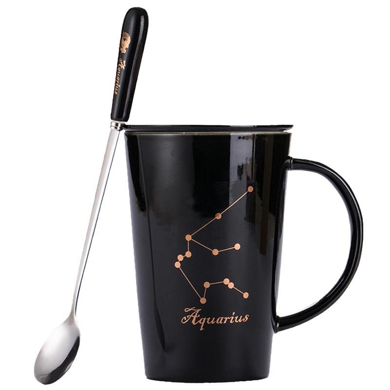 12 Twelve Constellation Ceramic Cups, Water Cups, Gift Box Set, Coffee Cup With Lid Spoon