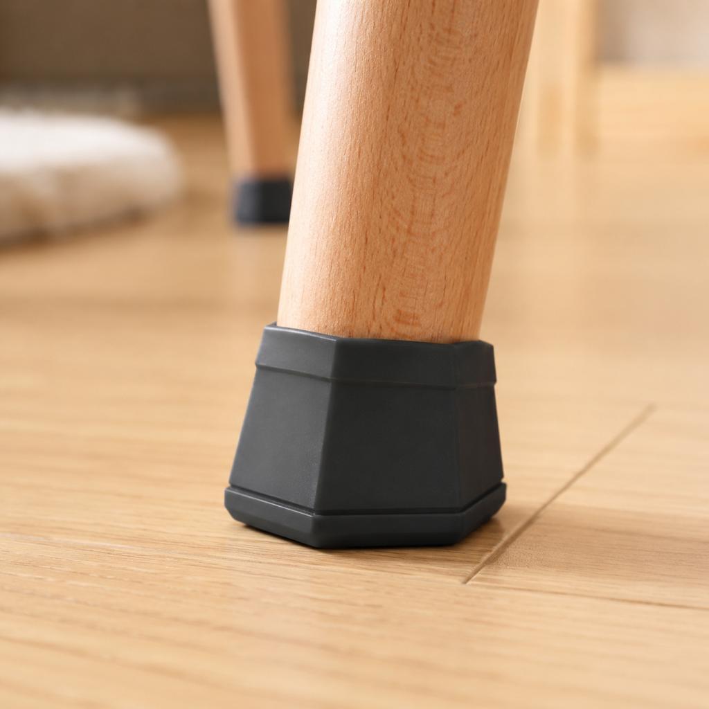 12pc Silicone Chair Leg Caps Furniture Floor Protectors Square Non-Slip Covers for Table and Chair Legs Durable Flexible Fit