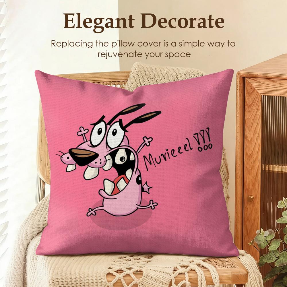 

CCourage CCowardly Dog Cushion Cover Natural Linen Organic Fabric DoubleSided Printing Sofa Home Decor Gift Pillow Case 30x30cm