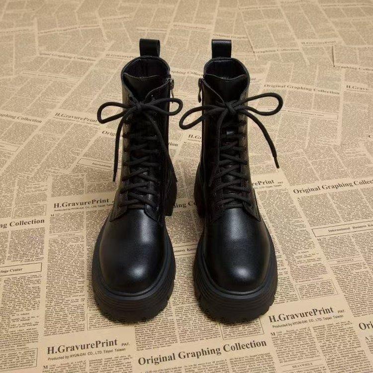 Martin boots women's new autumn and winter small thick-soled heightening short boots thin British high-heeled locomotive boots