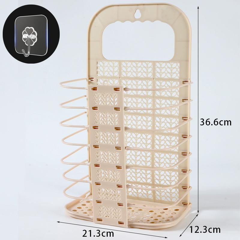 Plastic Storage Frame Foldable Dirty Clothes Basket Household Non Perforated Bathroom Wall Mounted Laundry Basket Clothes Basket S бежевый