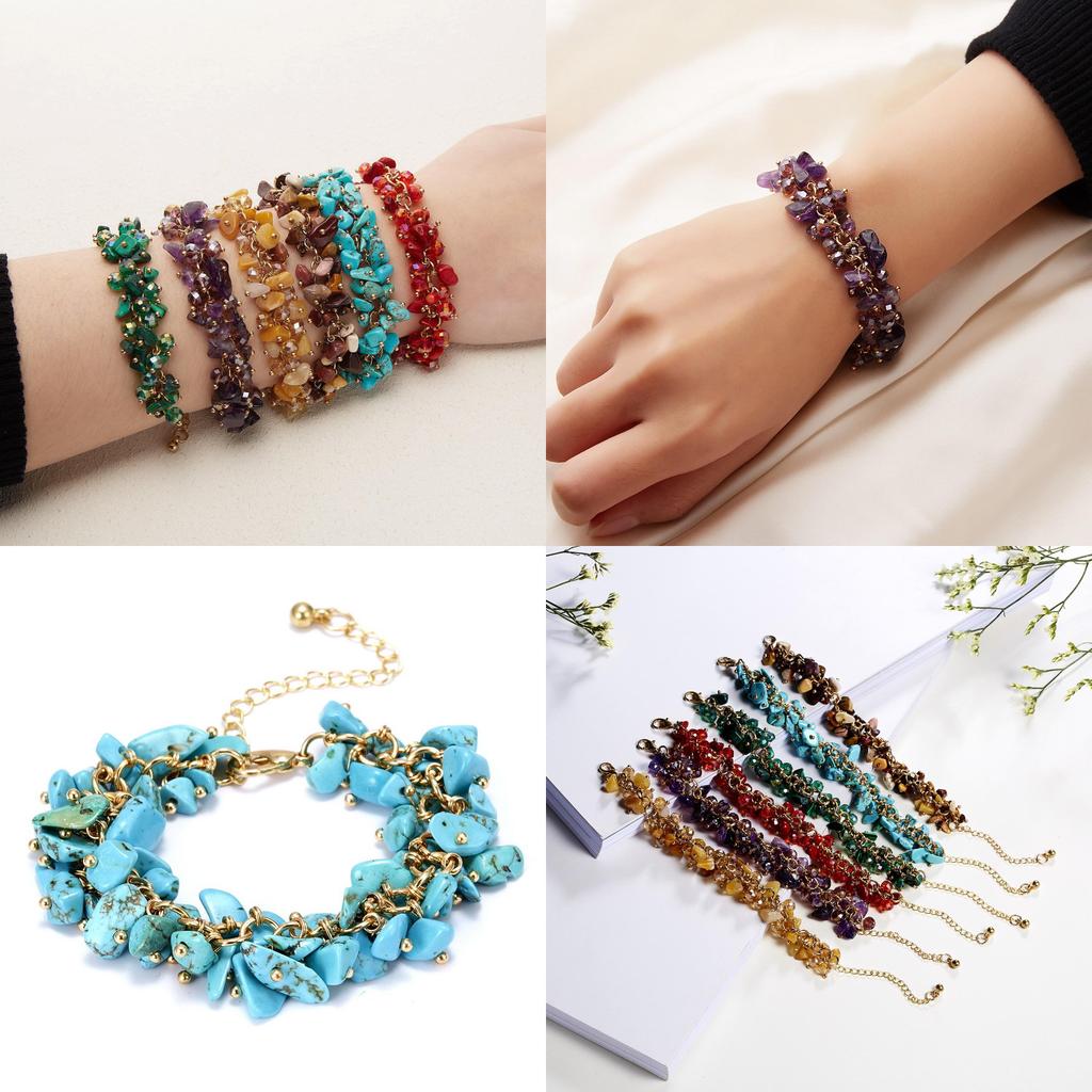 Geometric Crystal Beaded Hand Chain With Multicolor Stones For Travel Souvenir