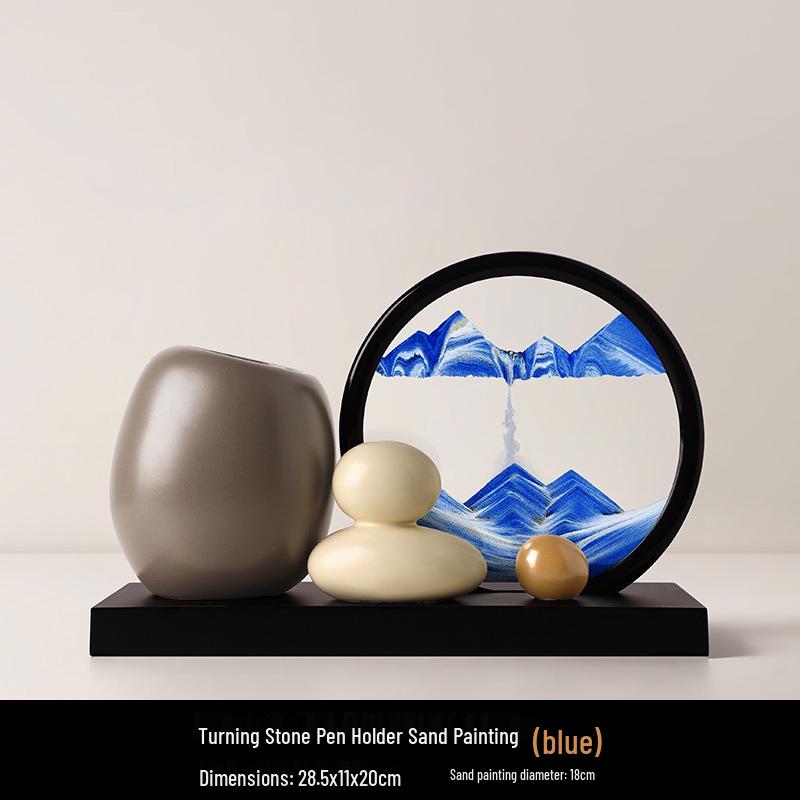 Creative Flowing Sand Painting and Pen Holder Desk Ornament