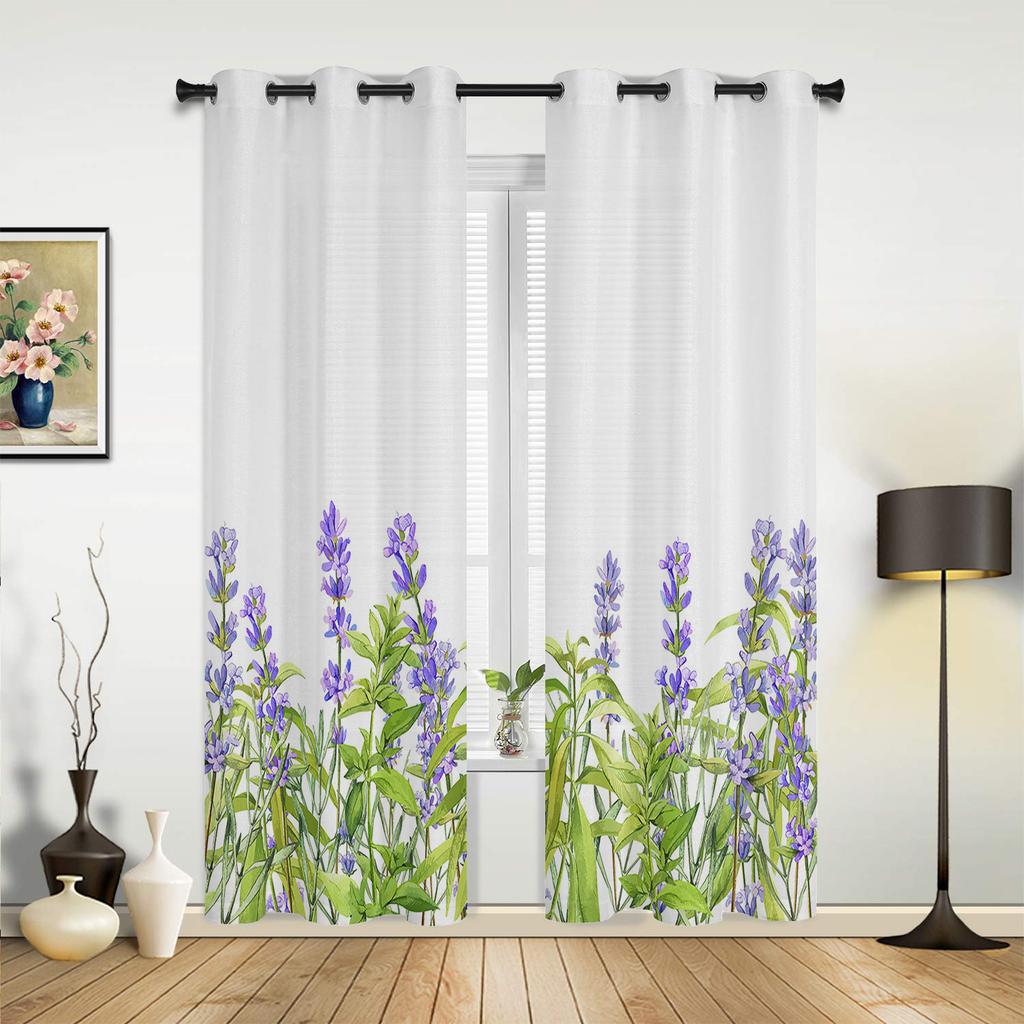 Lavender Purple Flower Romantic Bedroom Curtains Living Room Spaces Curtain Drapes Kitchen Spaces Kids Room Window Curtain Modern Home Decor
