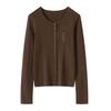 Early Spring New Round Neck Long Sleeve Design Sense Small Pocket Fashion Literary Lazy Wind Wool Knitted Sweater Outside Cardigan