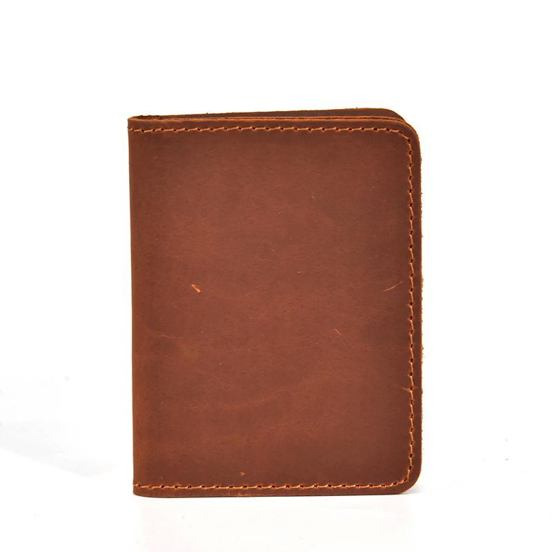 Leather Short Wallet Retro Leather Durable Men'S Wallet Crazy Horse Leather Document Wallet Simple Card Bag Driver'S License