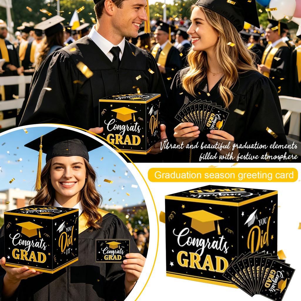 Graduation Decorations Graduation Box Grad Card Box For Grad Party Favors Decor Party Supplies Black