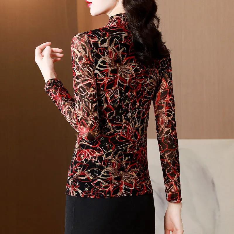 T-Shirt mit Rundhalsausschnitt und Dünnschnitt, schmal zulaufendes Oberteil mit Buchstabenmuster, Unterhemd für Damen, Frühlings- und Herbst-T-Shirt