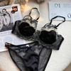 Sexy Pure Lace Half Cup Underwear Women's Small Breasts Gather Anti-sagging No Steel Ring Thin Bra Cover Set New