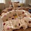 Double-Sided Thickened Milk Fleece Bed Four-Piece Coral Fleece Quilt Cover Fleece Sheet Three-Piece Bedding