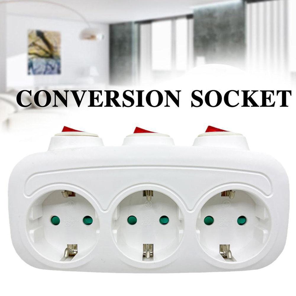 1-5X 1To3 EU Extension Socket With Switch ON/OFF Electrical Plug European Standard Power Converter Socket 3 Individual Switches