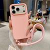 Candy Color Silicone Protective Phone Case For 17 Pro Max 16 Pro Max Shockproof Soft Cover With Fashion Short Lanyard