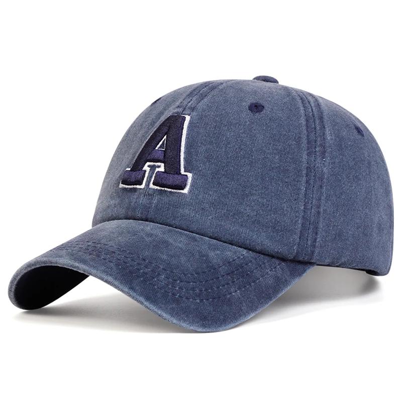 Unisex A Letter Embroidery Wash Baseball Caps Spring and Autumn Outdoor Adjustable Casual Hats Sunscreen Hat Sports Cap