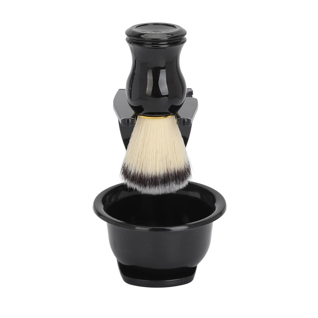 Beard Care Kit Pocket Beard Brush with Holder and Soaping Bowl Men Hair Cleaning Styling Set