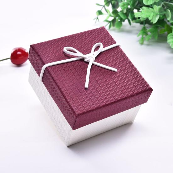Rectangle Gift Box with Ribbon Bow Cushion Valentine's Day Bridesmaid Wedding Birthday Present Wrapping Box with Lid Portable Jewelry Packaging Box