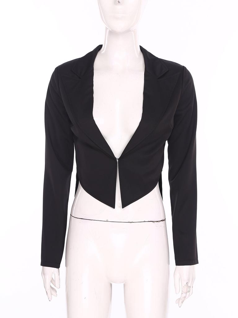 S-XL Donna Giacca Vintage Frac Revers a Punta Scollo a V Apertura Frontale Manica Lunga Giacca da Smoking Capospalla per Cocktail Cameriere Cosplay