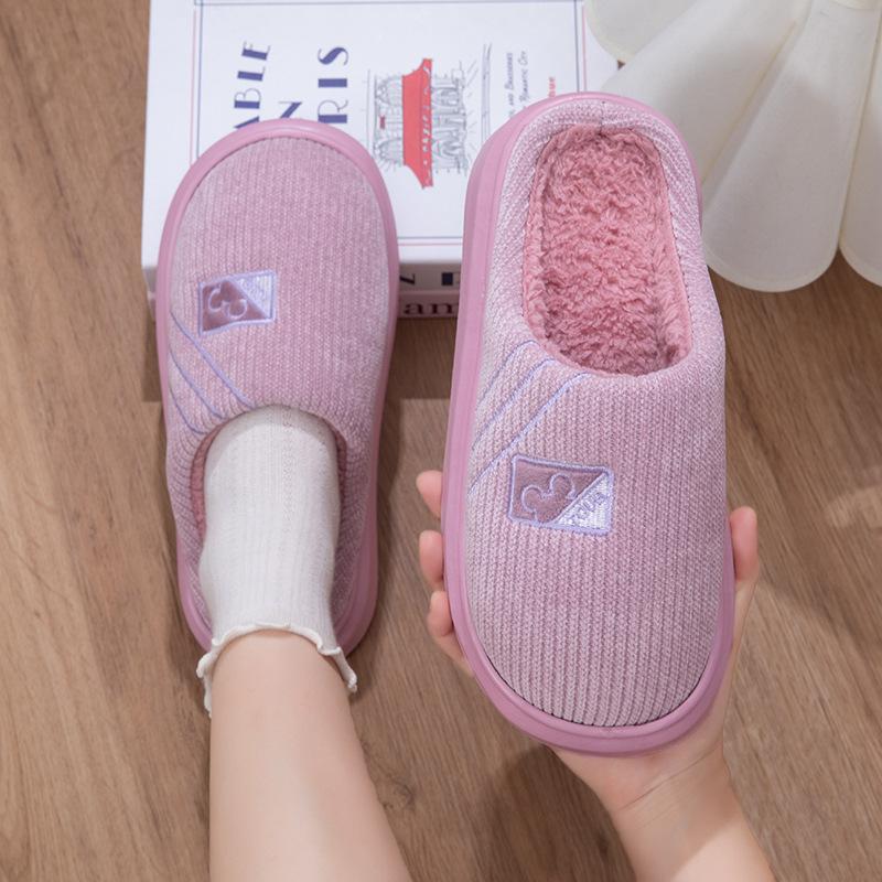 

Women s cotton slippers autumn and winter warm thick bottom non-slip home indoor couple silent hospitality household cotton drag men 36-37 for size 35-36 фіолетовий