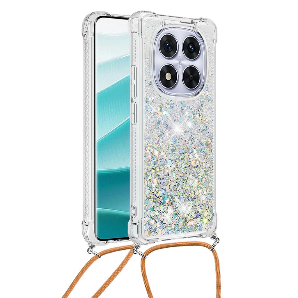 For Xiaomi Poco X7 5G/Xiaomi Redmi Note 14 Pro 5G TPU Case Quicksand Design Phone Cover with Lanyard