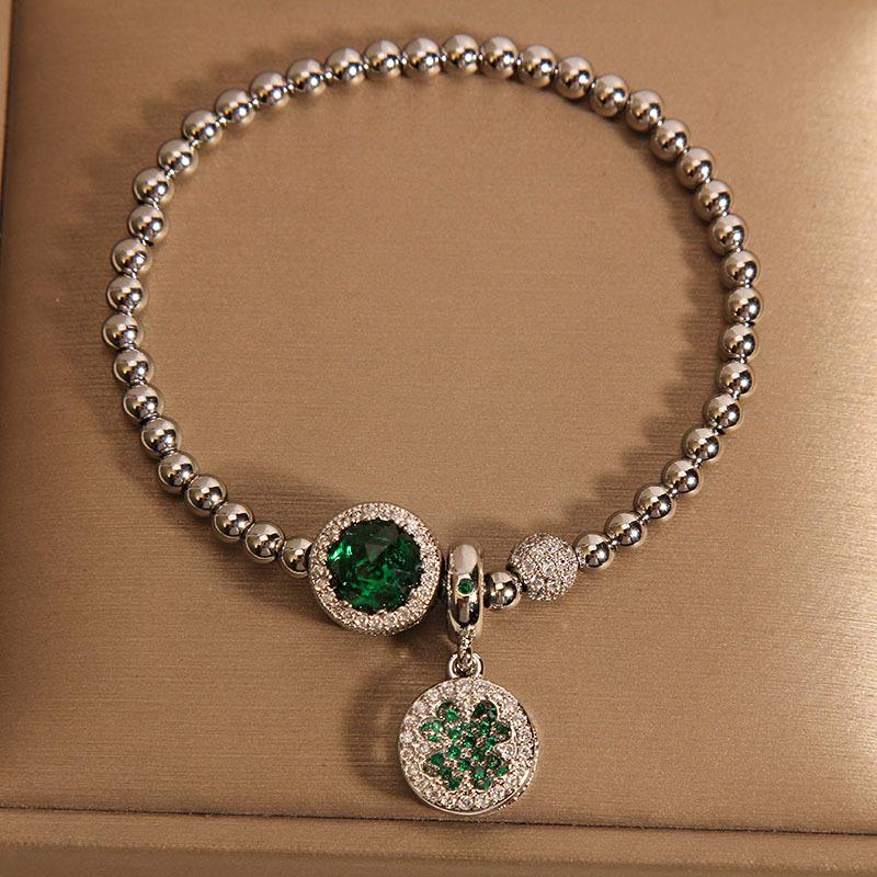 Stil Armband Damen Nische Leichter Luxus Mikro-eingelegt Grün Perlen Exquisites Armband Armband