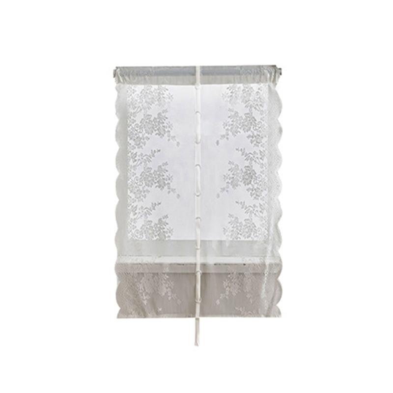 Flower Lace Sheer Window Curtain Elegant Light Filtering Privacy Pulling Design Drape with Rod Pocket For Home Decors