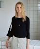 LOEIL Simple 3/4 Sleeve T-Shirt_Navy