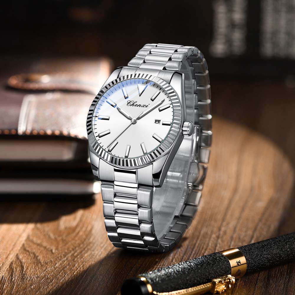 CHENXI Men's Quartz Watch Date Stainless Steel Strap Waterproof Business Casual Watches Man Clock Male Gifts