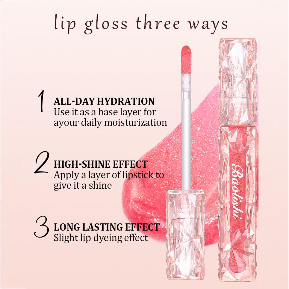 Glitzernder Lipgloss, Spiegel, Wasserglanz, Lipglasur, Antihaft-Becher, wasserdicht, perlmuttartiger, feuchtigkeitsspendender Lippenbalsam