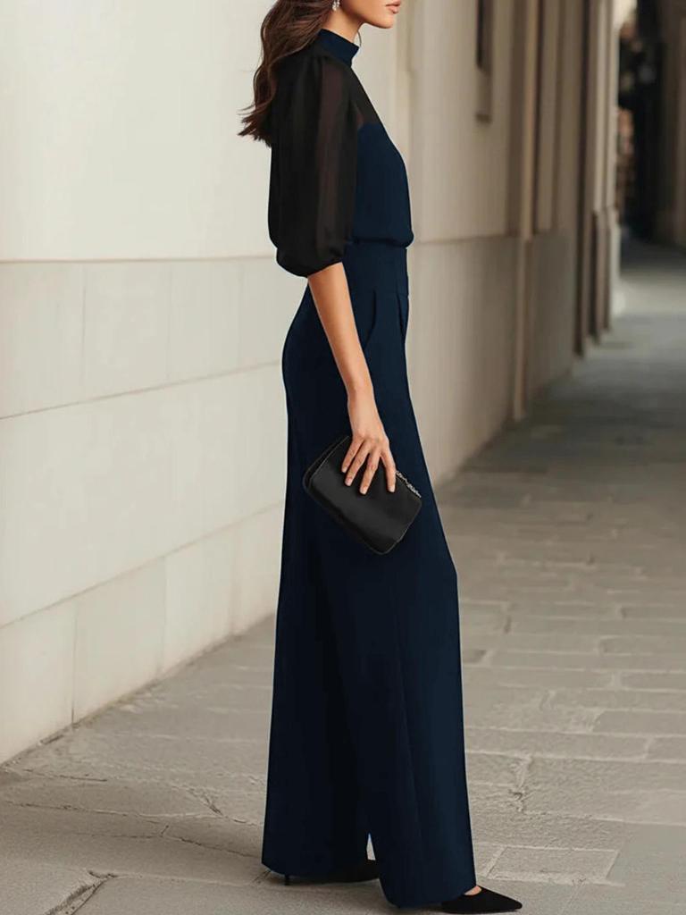 European & American Summer Fashion: Women's Slimming Printed Short Sleeve Top & Wide-Leg Pants Three-Piece Set