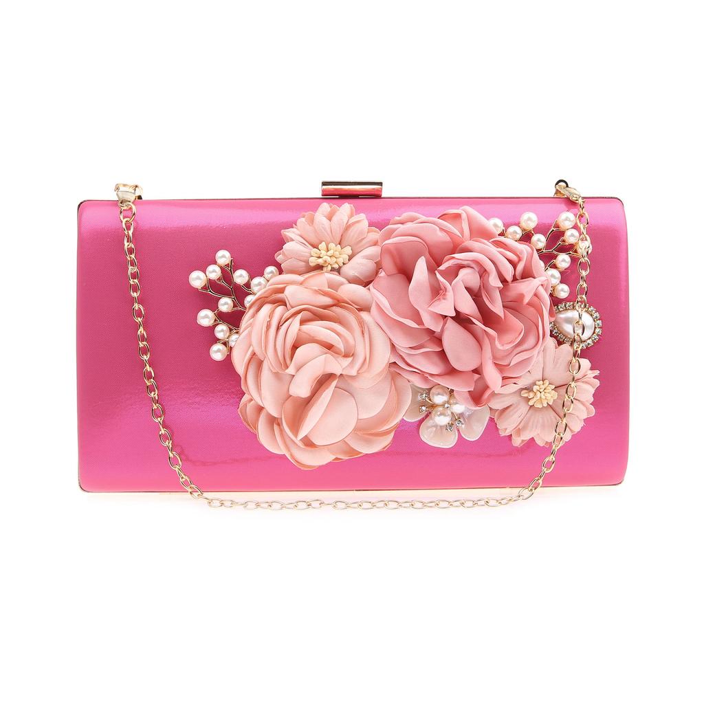 Pearl Clutch Bags Pink Color Girl Best Gift Evening Bags Flower Handmade Style Party Wedding Chian Shoulder Handbags for Luxury