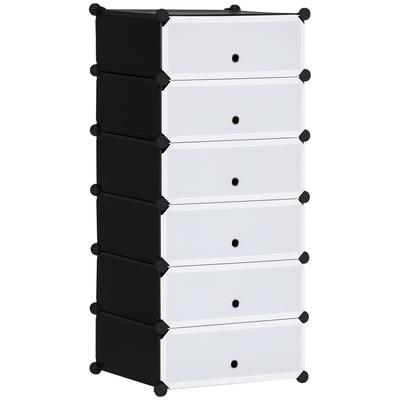Modular Shoe Cabinet Shoe Rack Storage Unit with 6 Rectangular Cubes Stackable In
