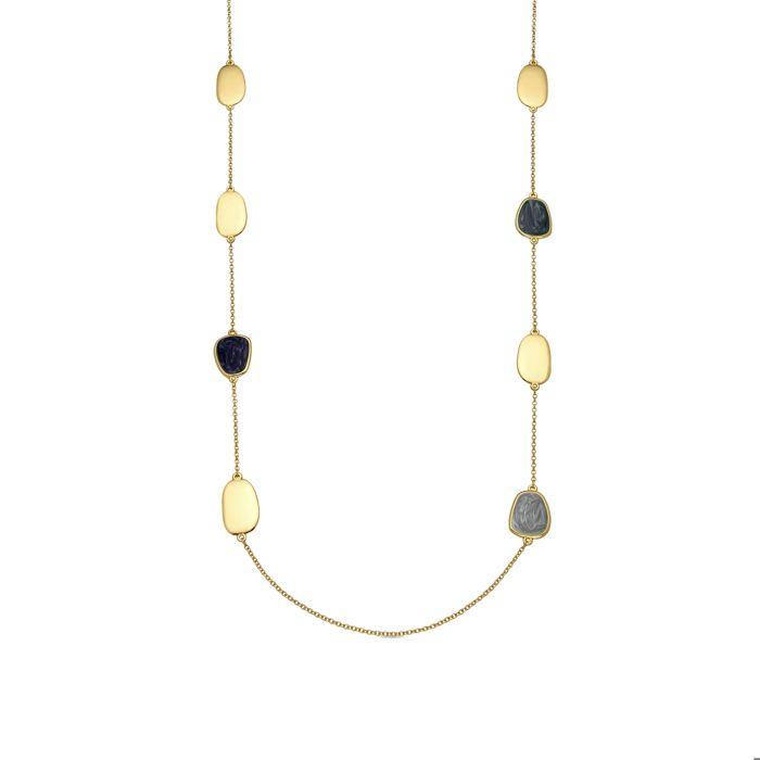 Collier - LUXENTER - Talyu - Laque Bleue - Or Jaune 18k - 80 Cm Avec Extension