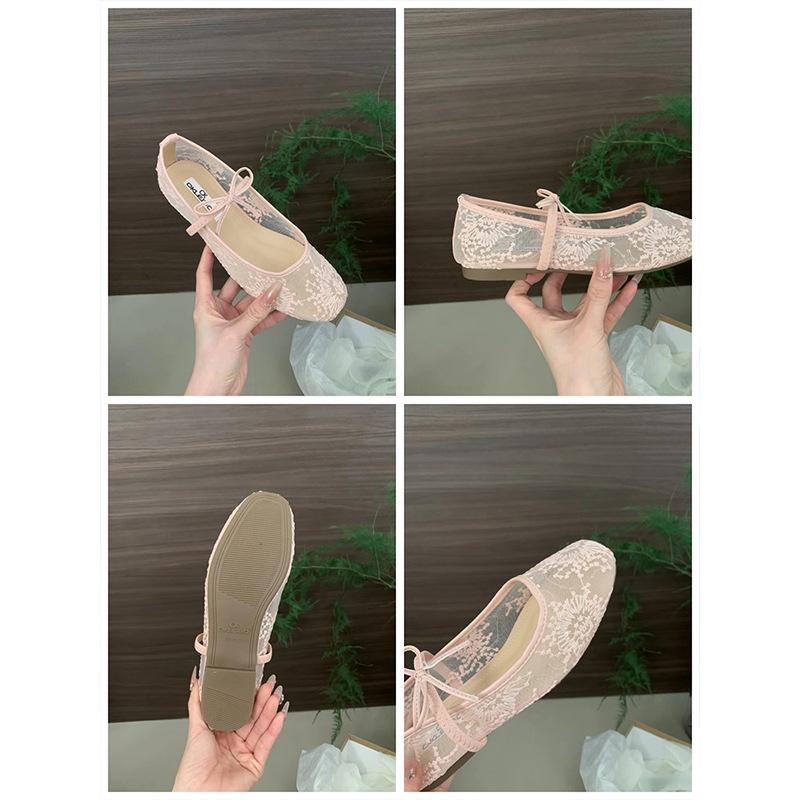Flat-bottomed French pink breathable Mary Jane single shoes women's shoes 2025 new spring retro bow evening shoes