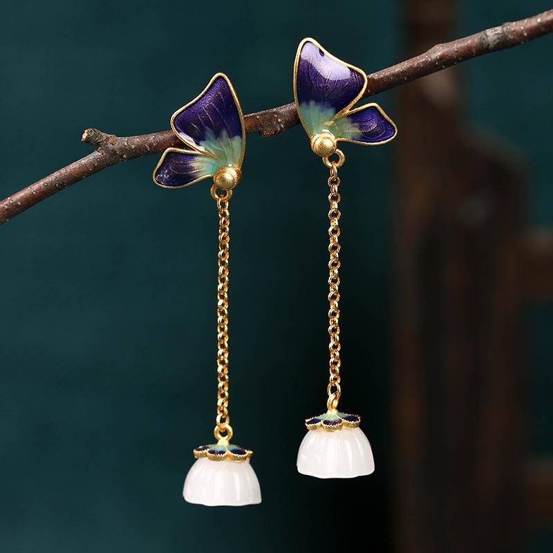 

Chinese Enamel Filigree Lotus Pod Earrings – Original Design, Perfect Birthday Gift for Mom Electroplated 24K Gold