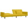 2 Seater Sofa Bed with 2 Cushions Yellow Velvet