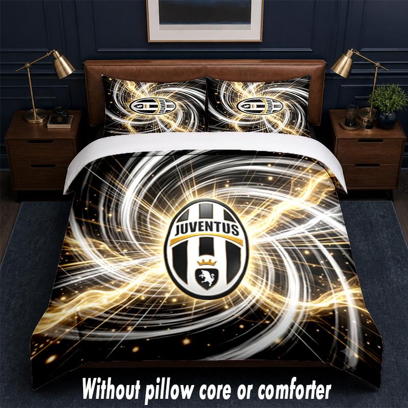 Juventus FC Design Bed Bedding Set 1 Duvet Cover + 2 Pillowcases Soft Breathable Household Bed Linens