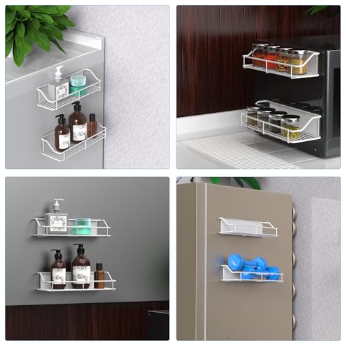 mengmiandaxia Magnetic Bathroom Rack, Seasoning Storage, Rust-Proof Strong Magnetic Wall-Mounted, Bath Storage, Washing Machine Storage, Refrigerator