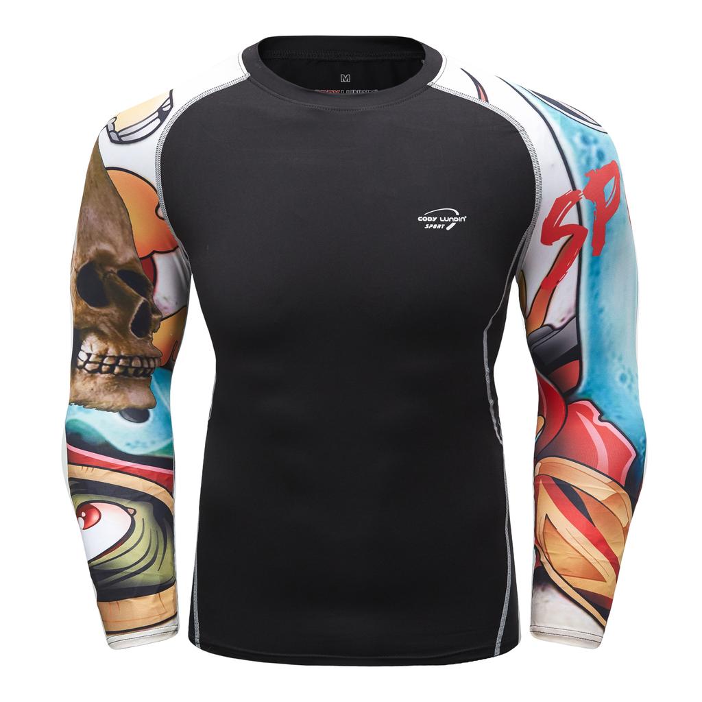 Cody Lundin Polyester Spandex 3d Print Compression T Shirts Sublimated MMA Rash Guard Surf Long Sleeve Boxing Gym Fitness Tops