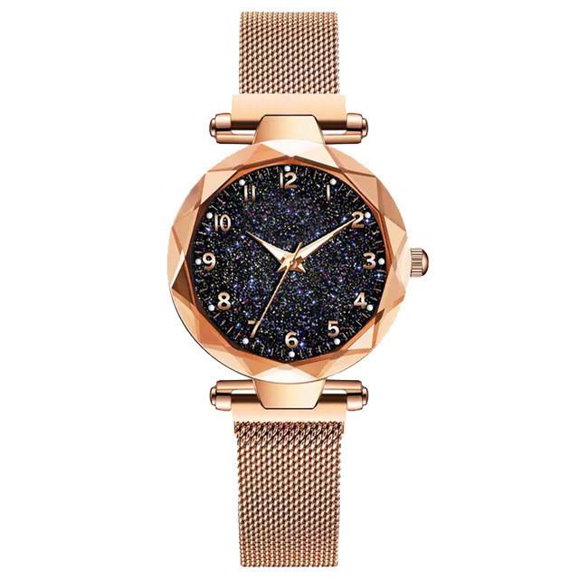Montre à Quartz Lumineuse Numérique Ciel Étoilé à Bracelet Magnétique Pour Étudiants