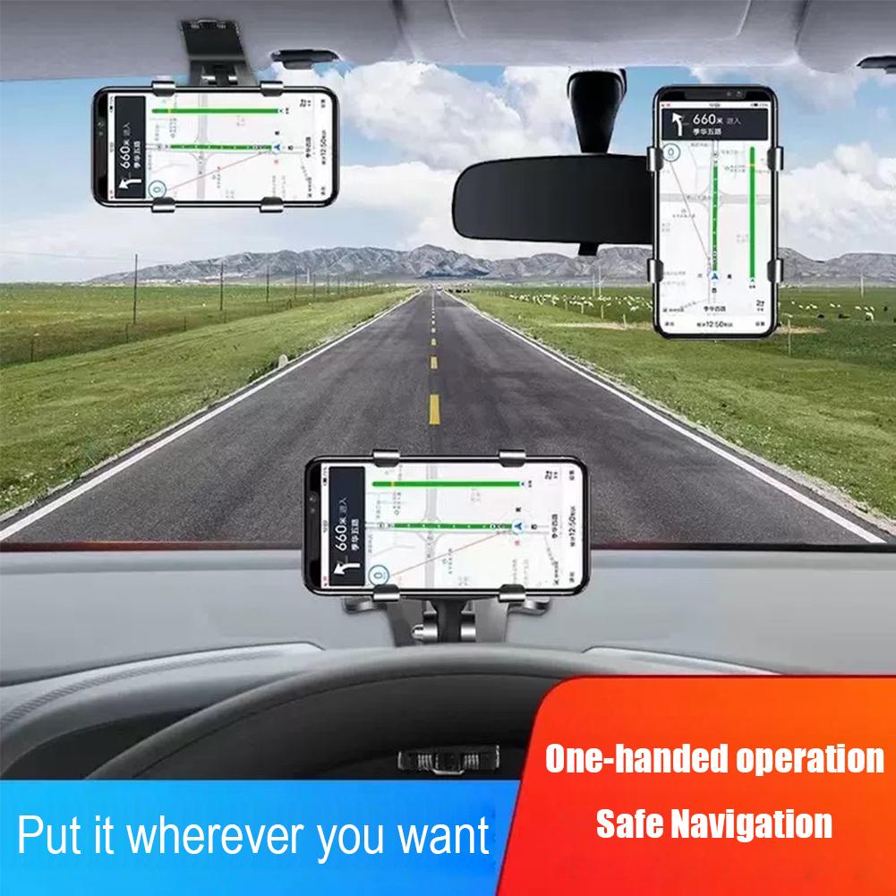 Car Phone Holder Rotatable Multifunction GPS Support Bracket Dashboard/Rearview Mirror/Sun Visor Mount Portable Car Holder