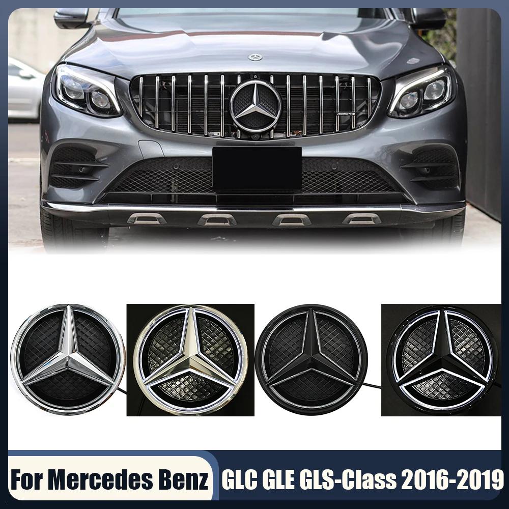 AAVS1 1pcs For Mercedes Benz X253 W166 C292 X166 2016-2019 LED Emblem Light Car Front Grille Illuminated Logo Star Badge