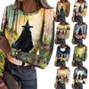Women's Halloween Printed Round Neck Slim Fit Long Sleeve -Shirt
