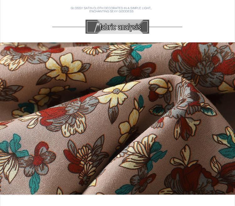 2026 Spring Retro Floral Midi Dress with Ruffle Collar and Tie Waist