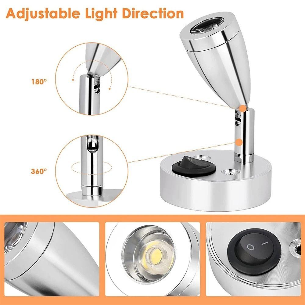 Aluminum LED Spot Reading Light Adjustable Wall Lamp Bedside Lamp  RV Boat Caravan Camp Trailer
