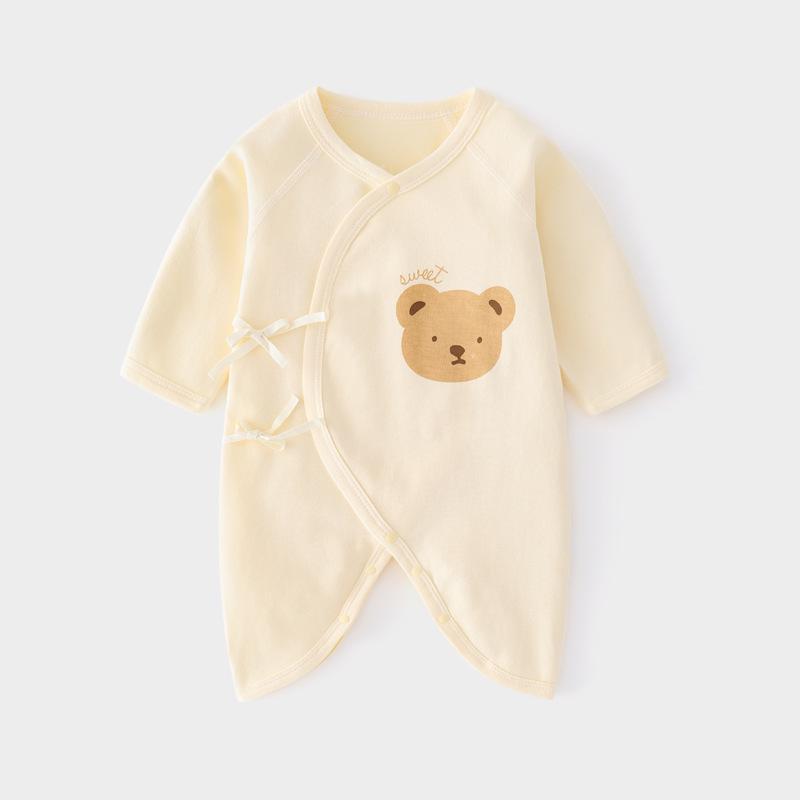 Newborn Pure Cotton Butterfly Bodysuit: Four Seasons Tie-Up, Boneless Design Jumpsuit