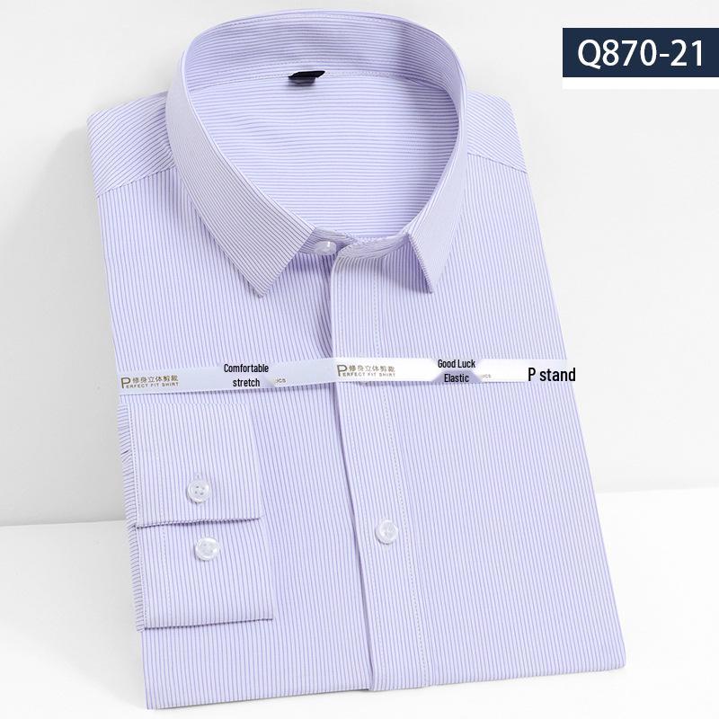 Men's 2025 Bamboo Fiber Slim Fit Long Sleeve Dress Shirt - Comfortable, Iron-Free Business Workwear