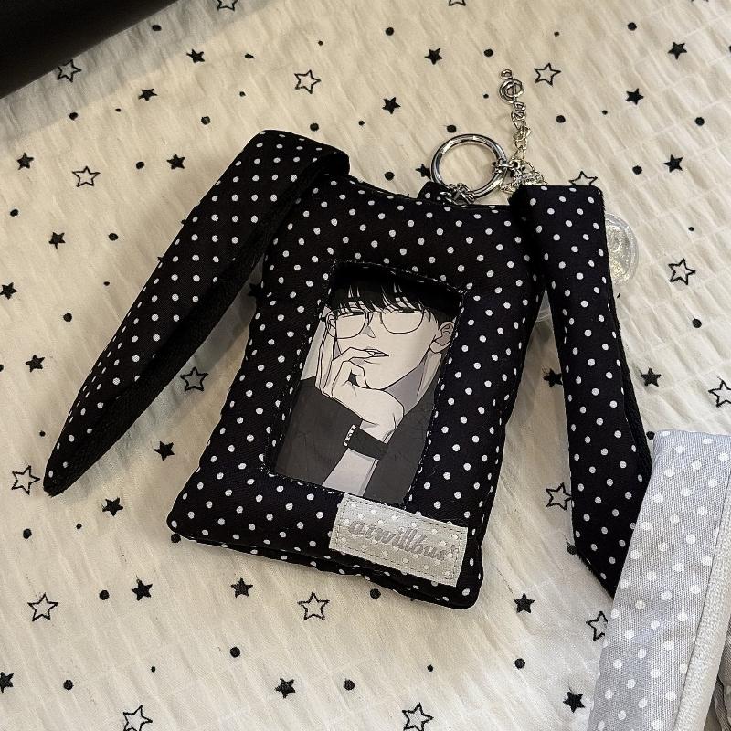 Y2K Polka Dot Hasenohren Kartenhalter 3-Zoll Kpop Fotokartenhalter Geschenk Koreanischer Stil Tasche Anhänger