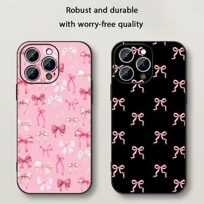 Schleife süß rosa Design ins Mädchen Handyhülle Für iPhone 17 16 e 15 14 13 12 Plus Mini Pro Max Weiche schwarze Stoßfeste Hülle