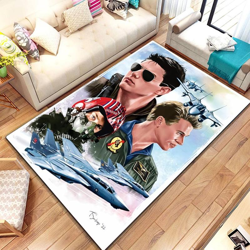 Classic Movie Top Gun Sign Tom Cruise Carpet Rug for Home Living Room Bedroom Sofa Doormat Decor,kid Area Rug Non-slip Floor Mat