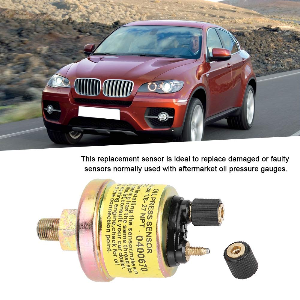 Oil Pressure Sensor, Universal 1/8 NPT Car Replacement Engine Oil Pressure Sensor for Aftermarket Gauge