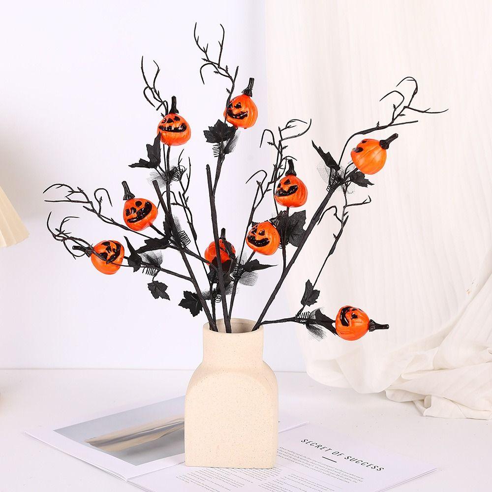 Realistic Halloween Pumpkin Branch Spooky Black Pumpkin Stems  Thanksgiving Decor